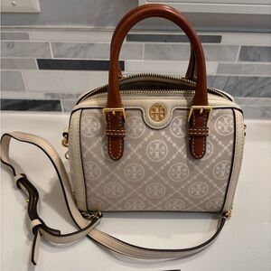 Tory Burch Cream and Brown Satchel